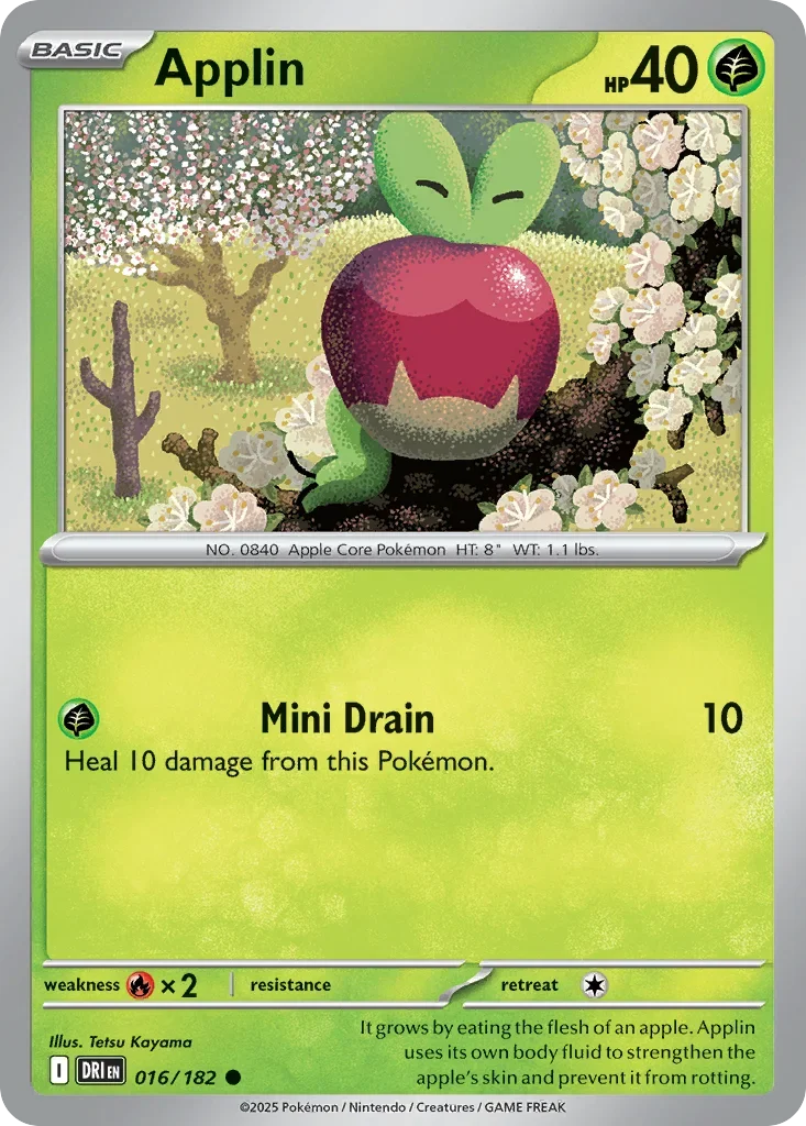 Applin 16 Pokemon card from Destined Rivals set