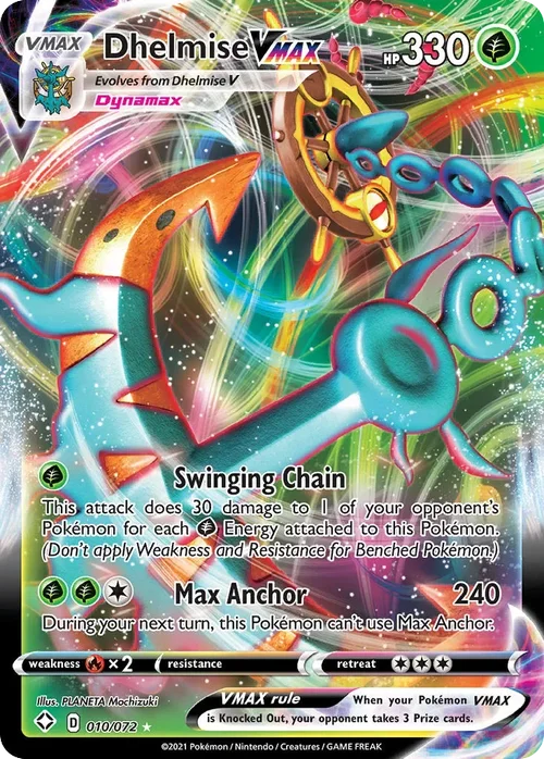 Dhelmise VMAX 10 Pokemon card from Shining Fates set