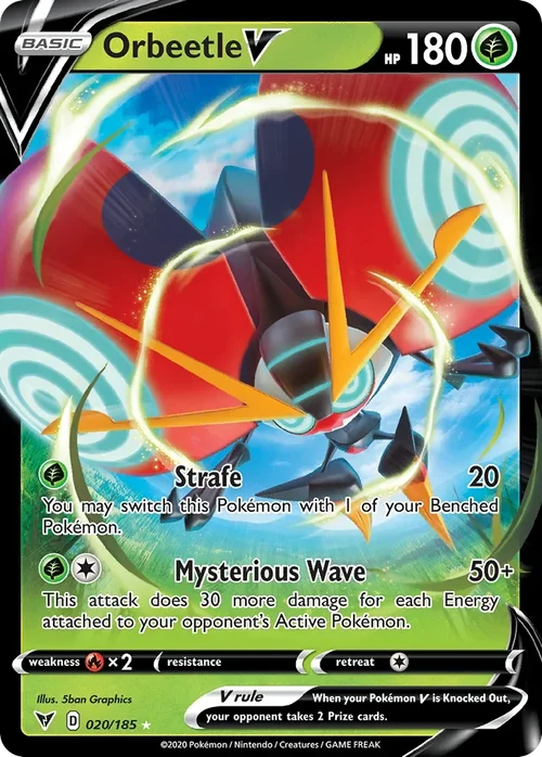 Orbeetle V 20 Pokemon card from Vivid Voltage set