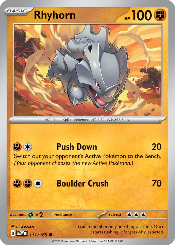 Rhyhorn 111 Pokémon card