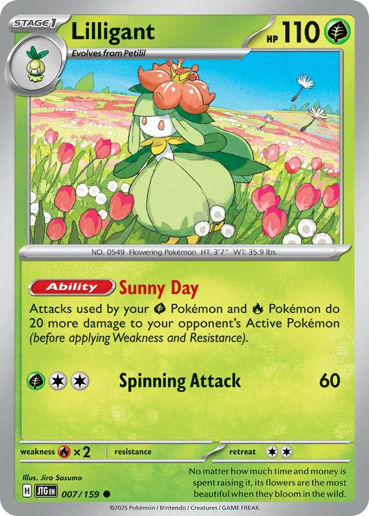 Lilligant 7 Pokémon card from JTG set