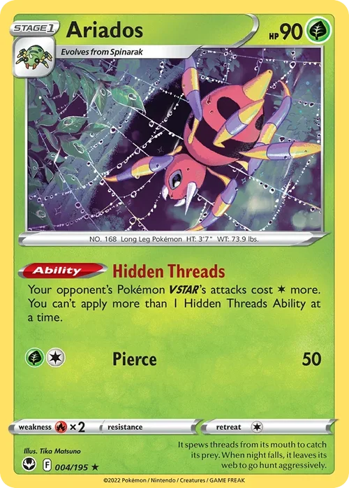 Ariados 4 Pokemon card from Silver Tempest set