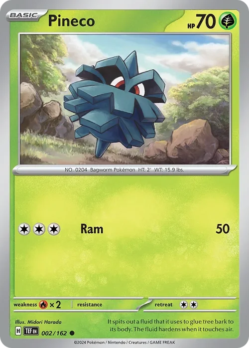 Pineco 2 Pokemon card from Temporal Forces set