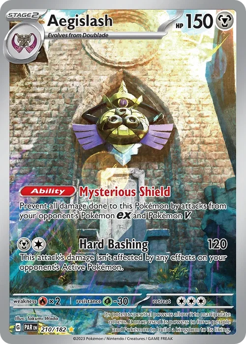 Aegislash 210 Pokemon card from Paradox Rift set