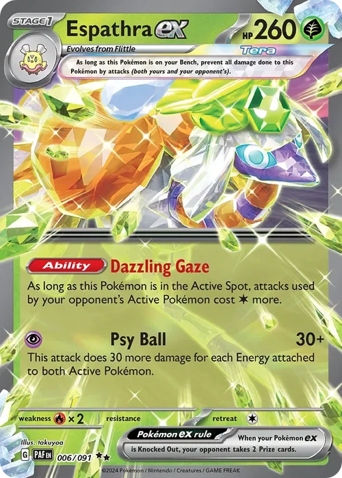 Espathra ex 6 Pokemon card from Paldean Fates set