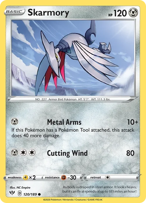 Skarmory 120 Pokemon card from Darkness Ablaze set