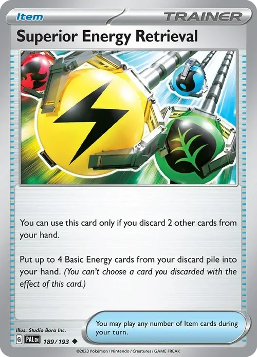 Superior Energy Retrieval 189 Pokemon card from Paldea Evolved set