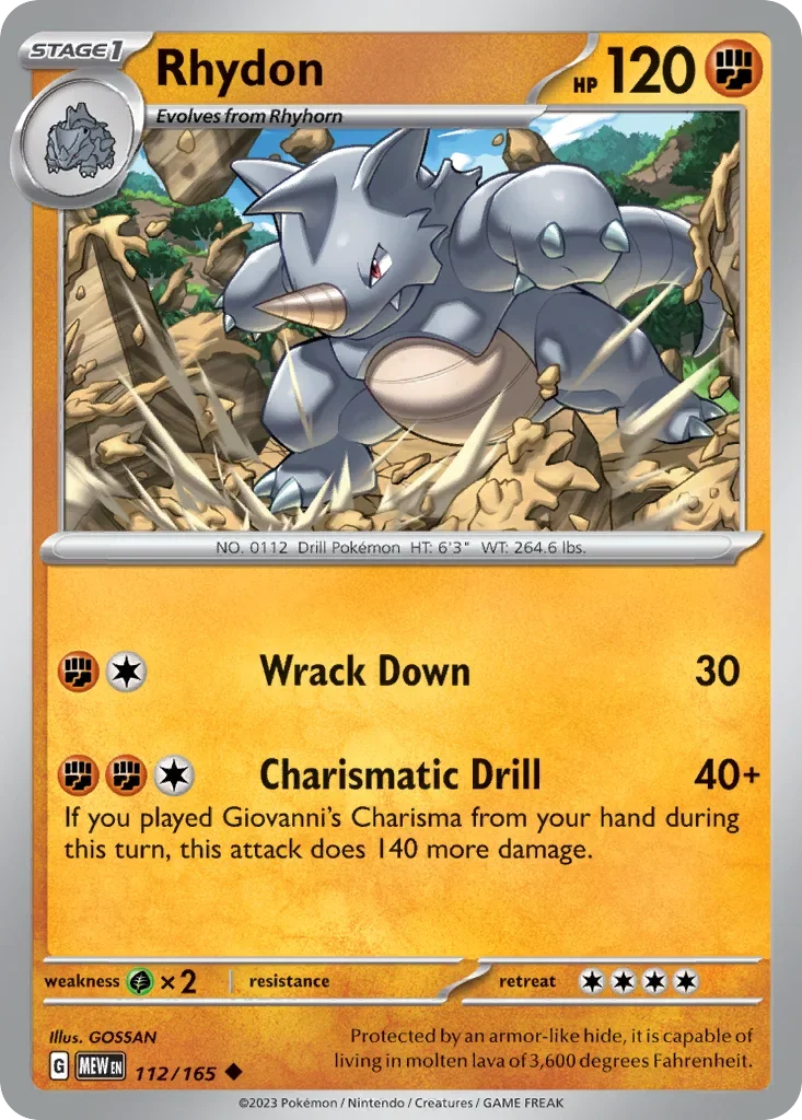 Rhydon 112 Pokémon card