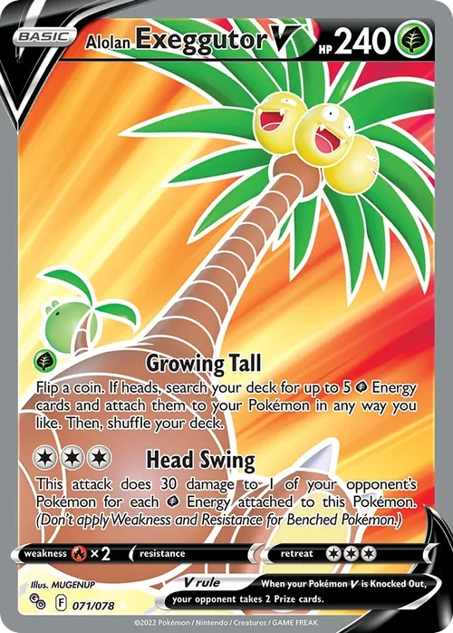 Alolan Exeggutor V 71 Pokemon card from Pokemon GO set