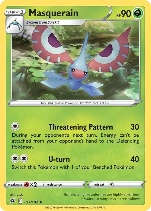 Masquerain 11 Pokemon card from Rebel Clash set