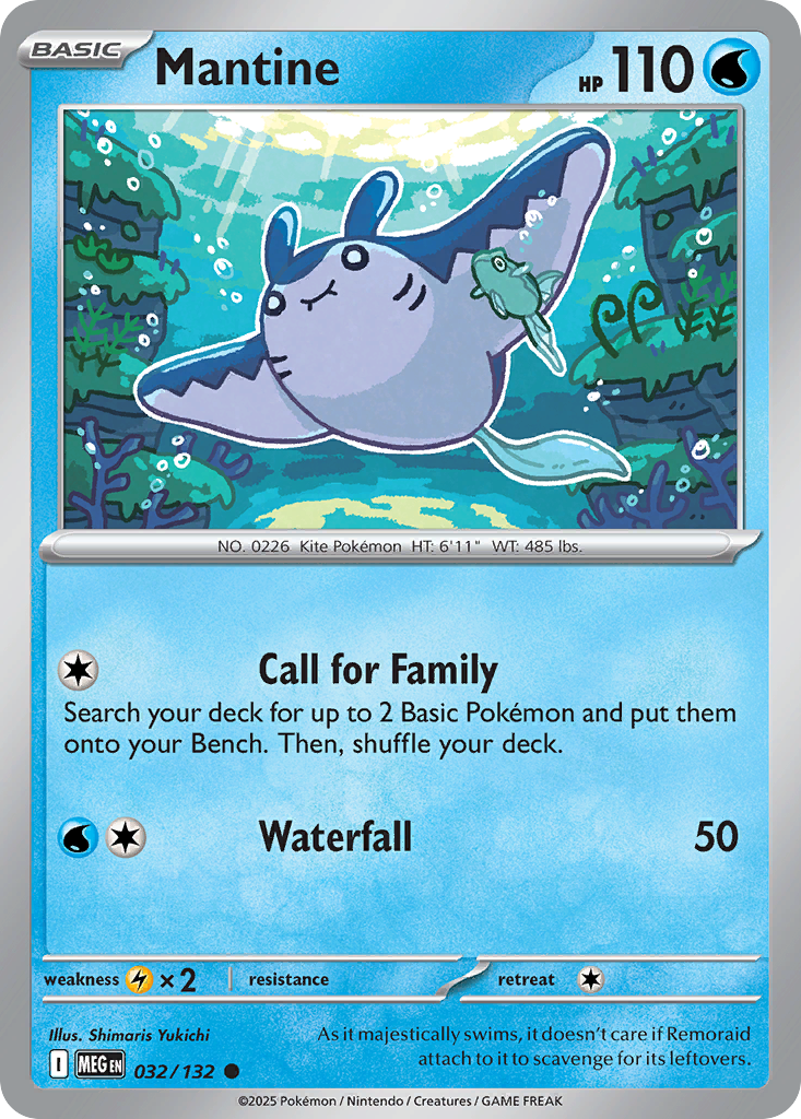 Mantine 32 Pokemon card from Mega Evolution set