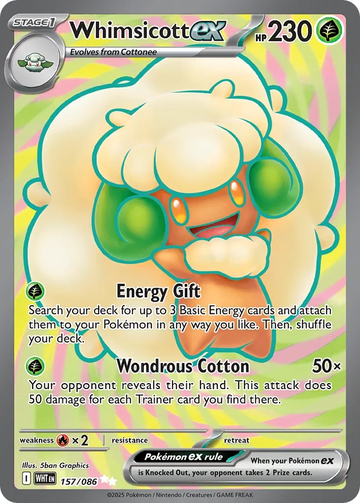 Whimsicott ex 157 Pokemon card from White Flare set