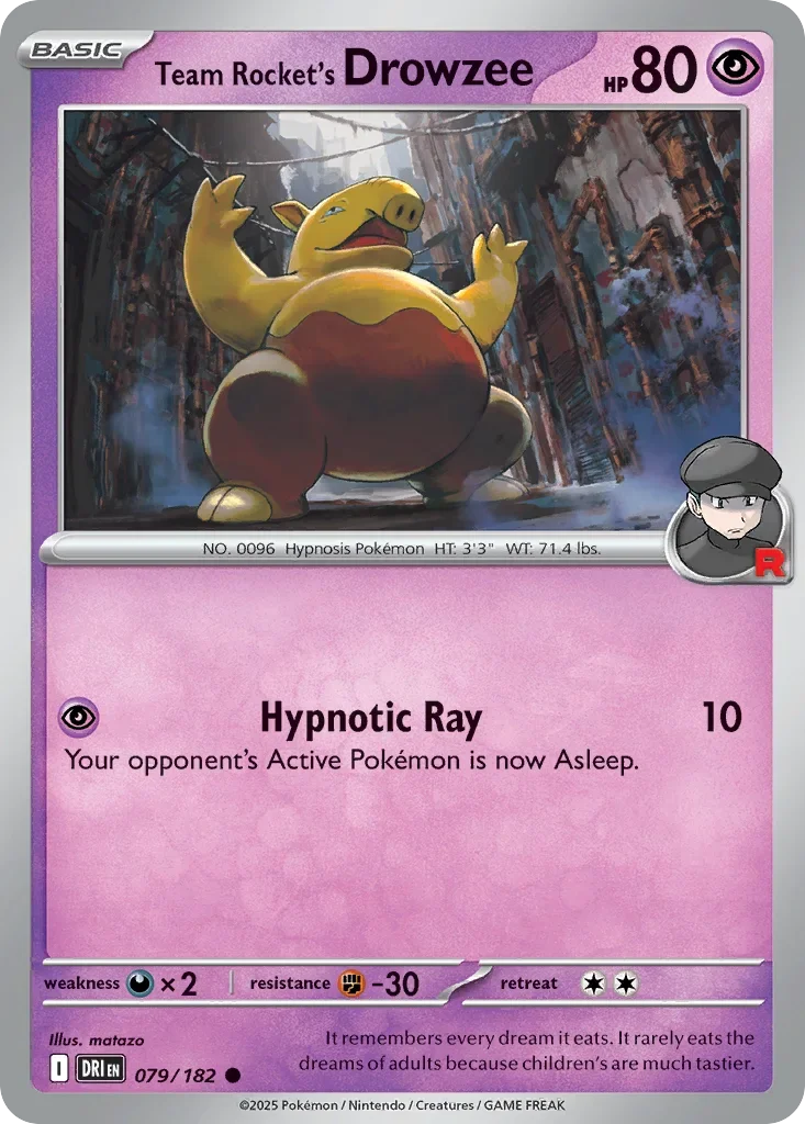 Team Rocket's Drowzee 79 Pokemon card from Destined Rivals set