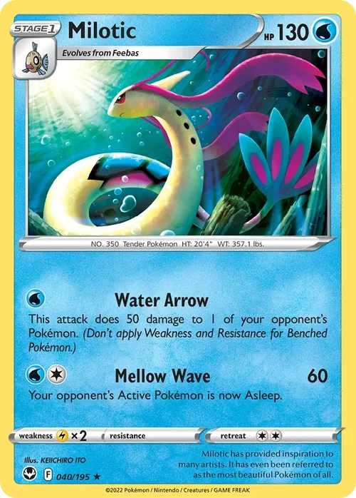 Milotic 40 Pokemon card from Silver Tempest set