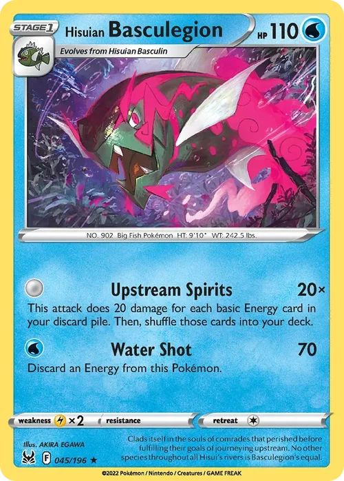 Hisuian Basculegion 45 Pokemon card from Lost Origin set