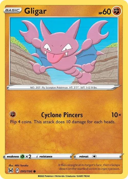 Gligar 95 Pokemon card from Lost Origin set