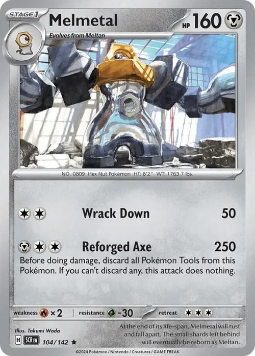 Melmetal 104 Pokemon card from Stellar Crown set