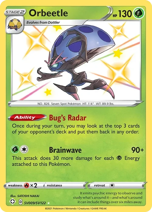 Orbeetle SV009 Pokemon card from Shining Fates set