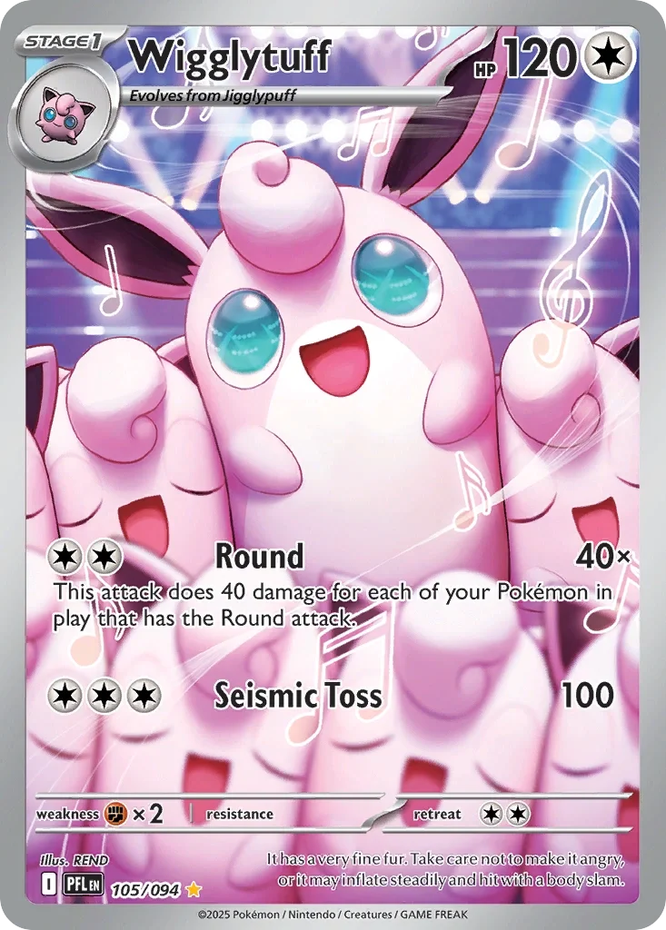 Wigglytuff 105 Pokémon card from Phantasmal Flames set