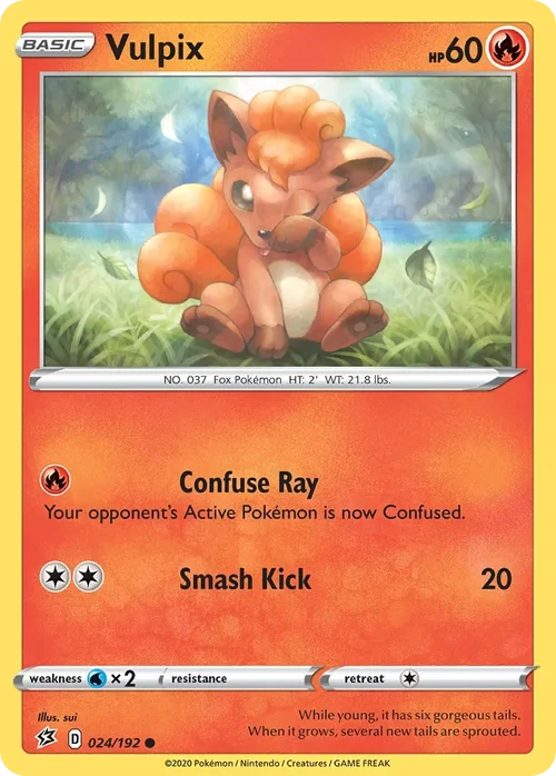 Vulpix 24 Pokemon card from Rebel Clash set