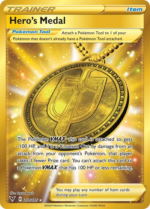 Hero's Medal 201 Pokemon card from Vivid Voltage set