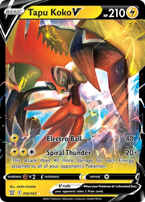 Tapu Koko V 50 Pokemon card from Battle Styles set