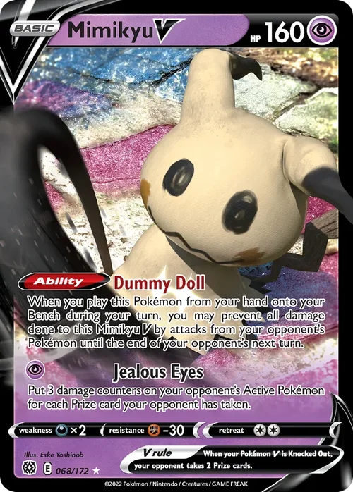 Mimikyu V 068 Pokemon card from Brilliant Stars set