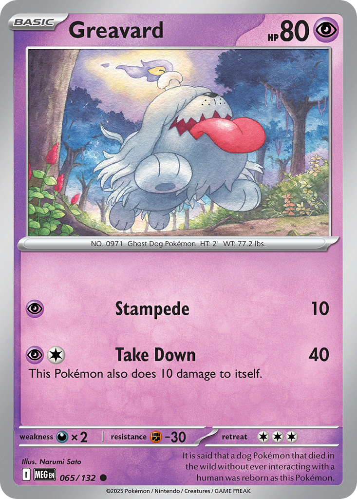 Greavard 65 Pokemon card from Mega Evolution set
