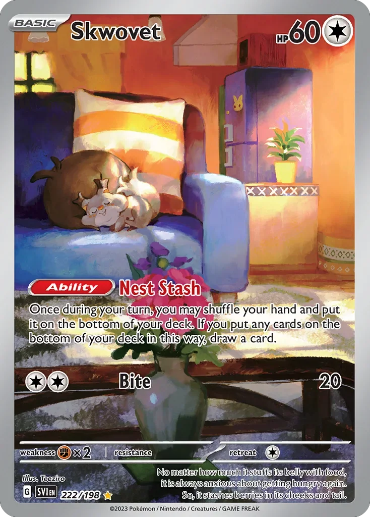 Skwovet 222 Pokemon card from Scarlet & Violet set