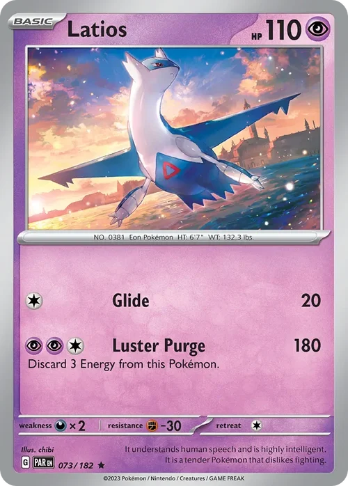 Latios 73 Pokemon card from Paradox Rift set