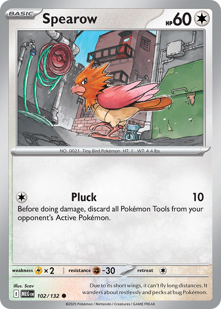 Spearow 102 Pokemon card from Mega Evolution set