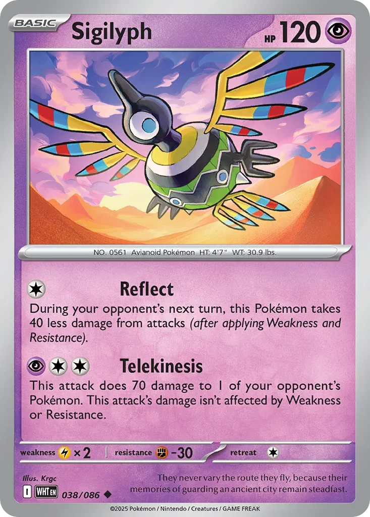 Sigilyph 38 Pokemon card from White Flare set
