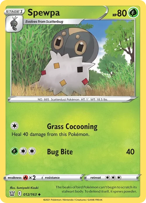 Spewpa 12 Pokemon card from Battle Styles set