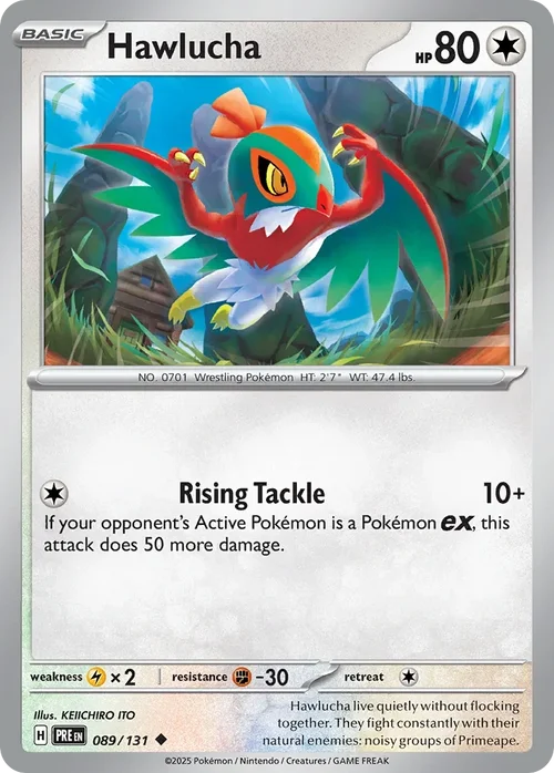 Hawlucha 89 Pokemon card from Prismatic Evolutions set