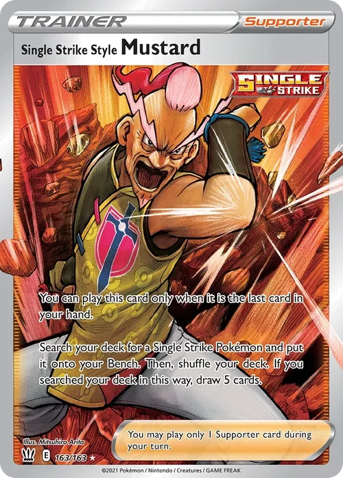 Single Strike Style Mustard 163 Pokemon card from Battle Styles set