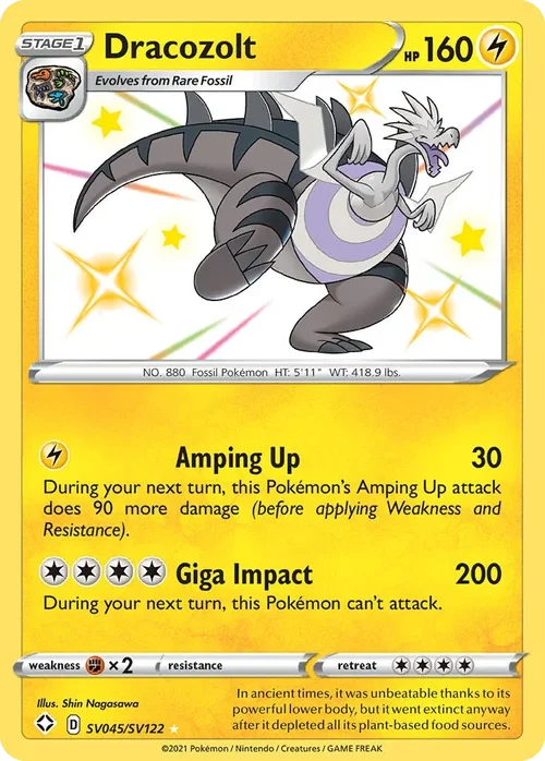 Dracozolt SV045 Pokemon card from Shining Fates set