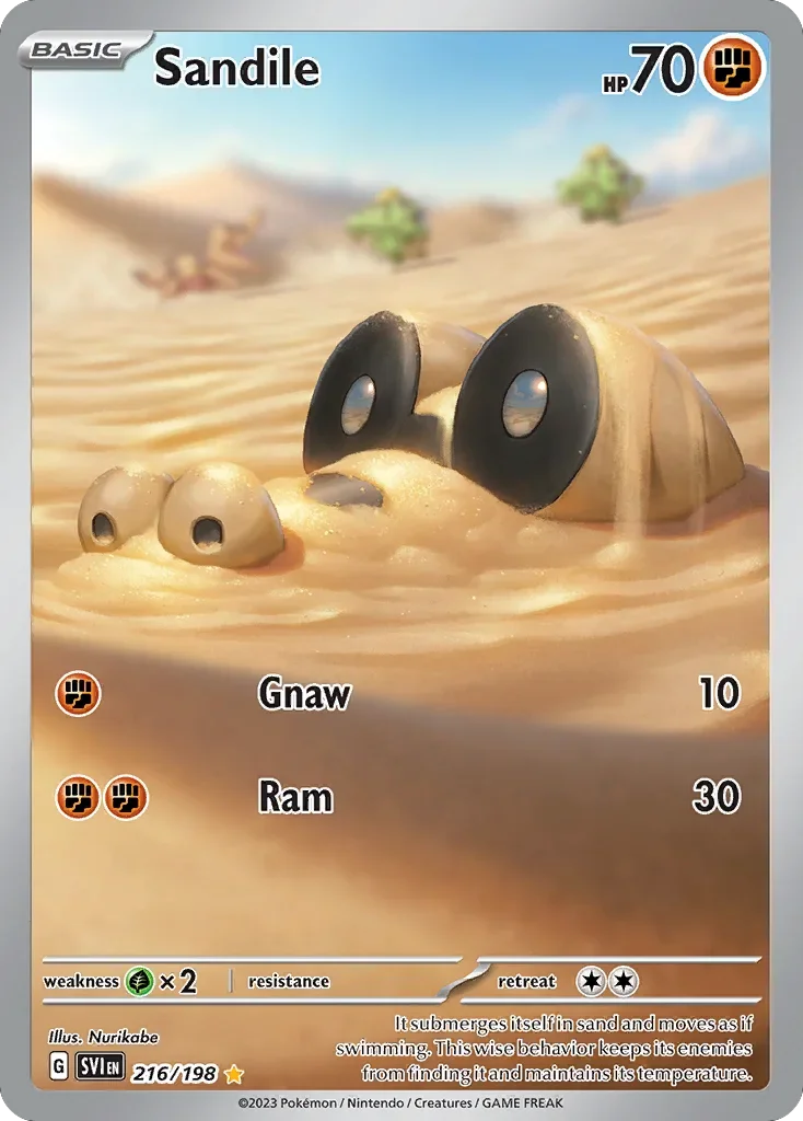 Sandile 216 Pokemon card from Scarlet & Violet set