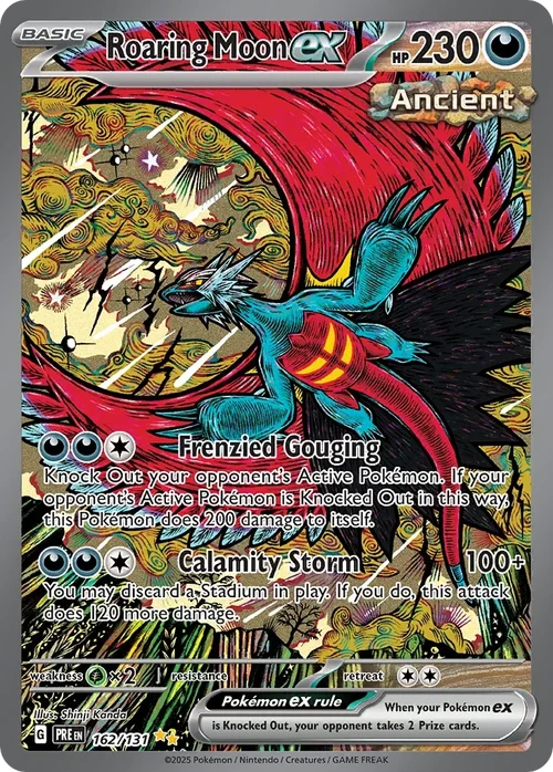 Roaring Moon ex 162 Pokemon card from Prismatic Evolutions set