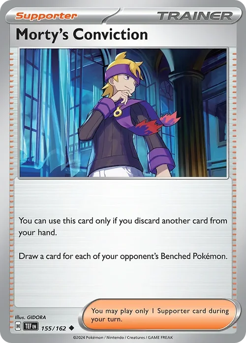 Morty's Conviction 155 Pokemon card from Temporal Forces set