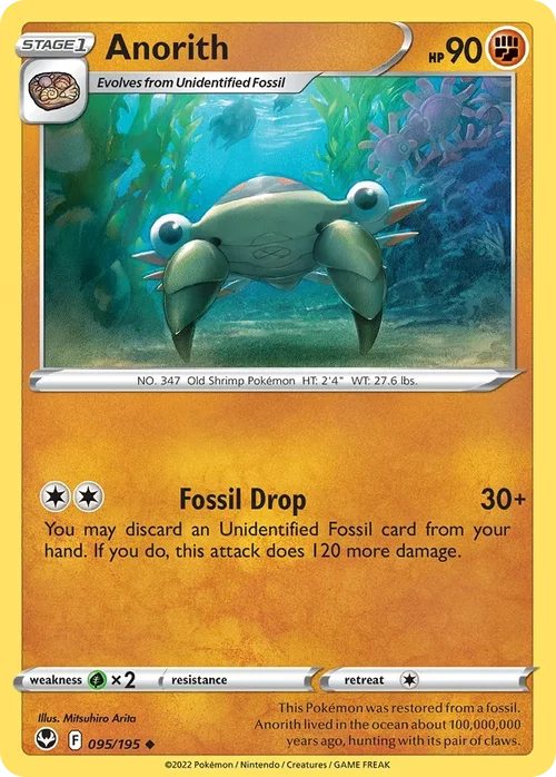 Anorith 95 Pokemon card from Silver Tempest set