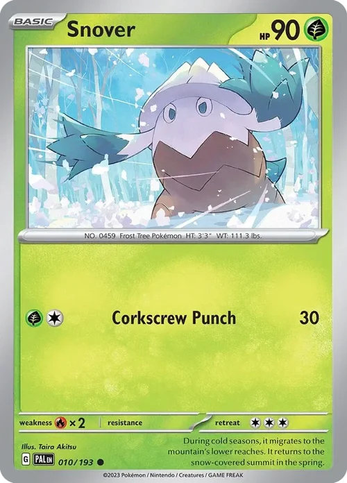 Snover 10 Pokemon card from Paldea Evolved set