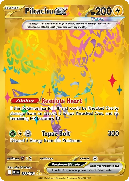 Pikachu ex 179 Pokemon card from Prismatic Evolutions set