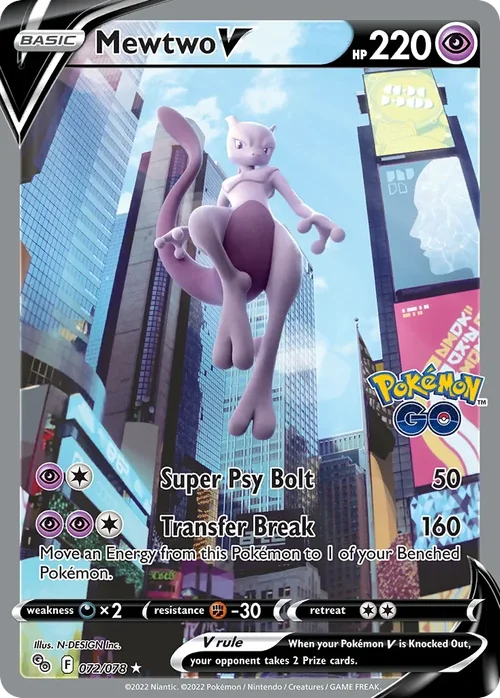 Mewtwo V 72 Pokemon card from Pokemon GO set