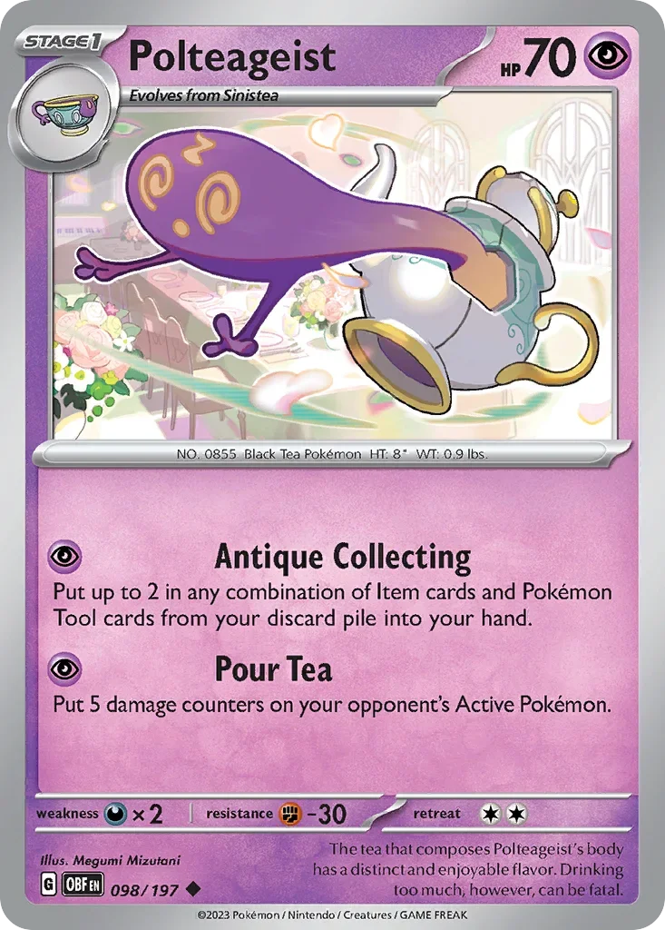 Polteageist 98 Pokémon card from Obsidian Flames set