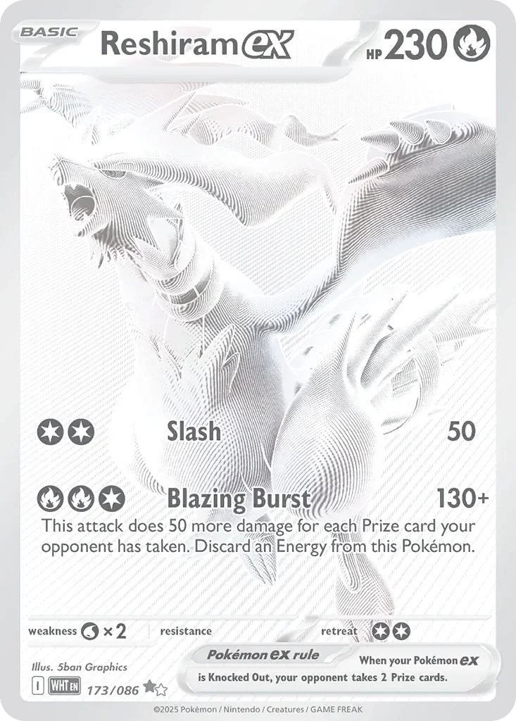 Reshiram ex 173 Pokemon card from White Flare set
