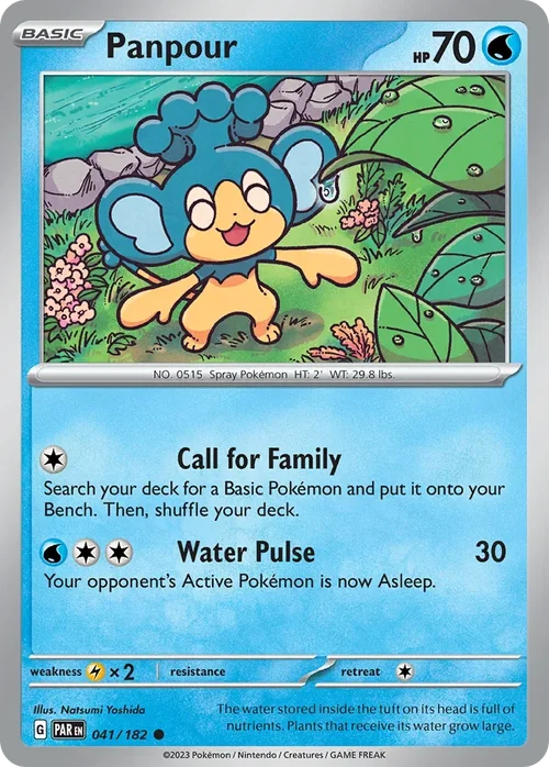 Panpour 41 Pokemon card from Paradox Rift set