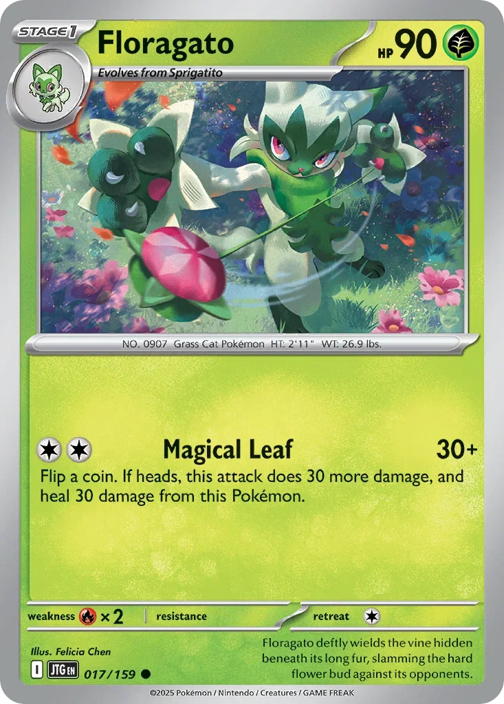 Floragato 17 Pokémon card from JTG set