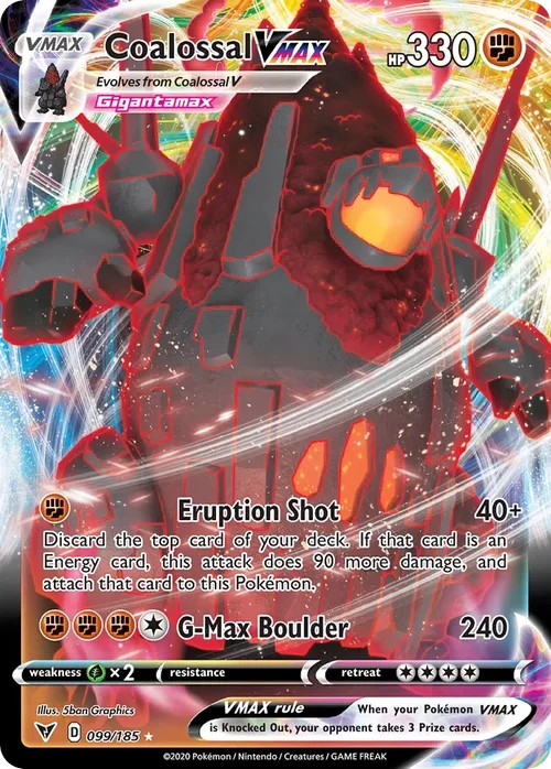 Coalossal VMAX 99 Pokemon card from Vivid Voltage set