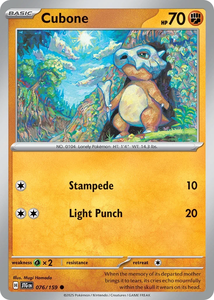 Cubone 76 Pokémon card from JTG set