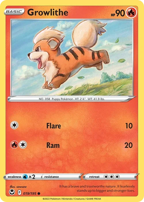 Growlithe 19 Pokemon card from Silver Tempest set